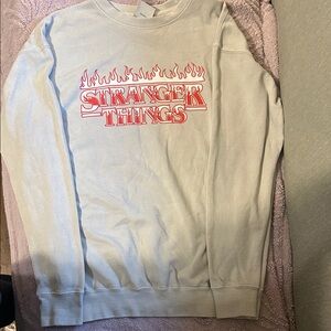 Vintage Cream Crewneck Sweater with Red Graphic